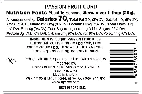 Tiptree Passion Fruit Curd, 11 Ounce Jars (Pack Of 6)