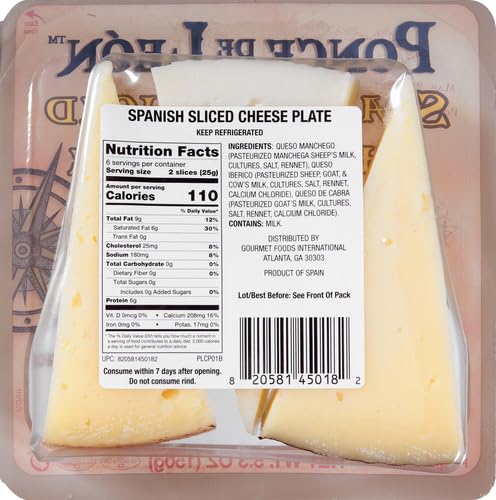 Ponce De Leon Spanish Sliced Cheese Plate, 5.3 Oz.