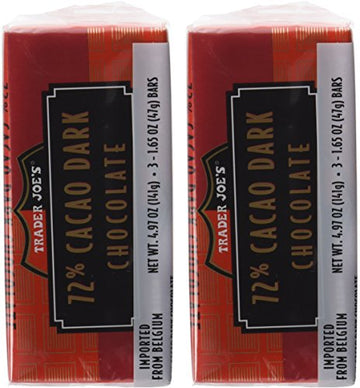 Trader Joe'S 72% Cacao Belgian Dark Chocolate Bars (2 Packs Of 3),1 Pound