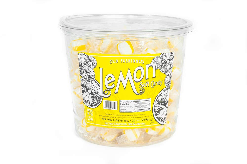 Stewart Old Fashioned Lemon Candy Puffs, Individually Wrapped, Fat-Free, 27 oz Tub, Multi Color, Model AUA10310