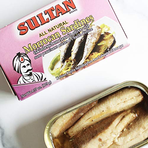 Sultan Boneless Skinless Sardines in Olive Oil, 100% Natural, High Protein, 4.37oz