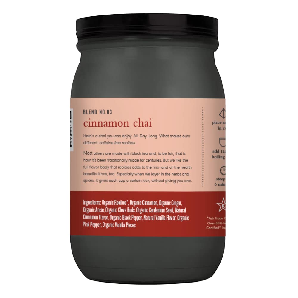Paromi Cinnamon Chai Rooibos Organic Tea, 15 Count, Signature Jar, Pack of 3