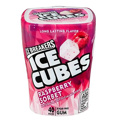Ice Breakers Ice Cubes Raspberry Sorbet Gum Bottle- 4 Ct