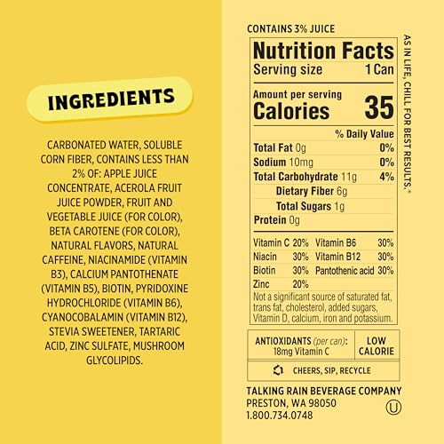 Popwell Cream Soda Prebiotic Beverage, 6g Fiber, 1g Sugar, 12 Fl Oz Cans (Pack of 12)