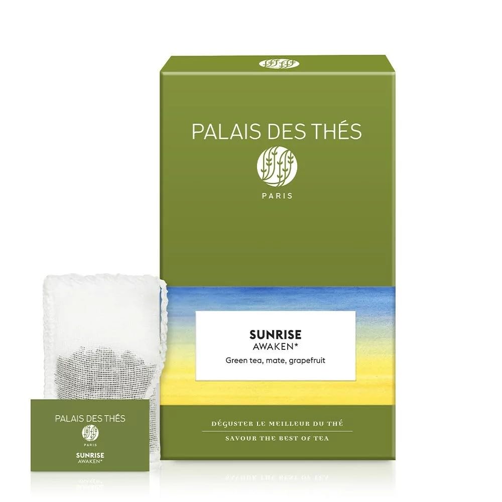 Palais des Thés Sunrise Wake Up Tea - Green Tea, Mate & Grapefruit - 20 Cotton Tea Bags