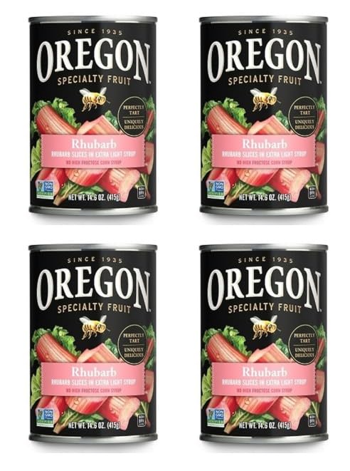 Oregon Rhubarb In Extra Light Syrup  14.6 Oz Cans  Pack Of 4