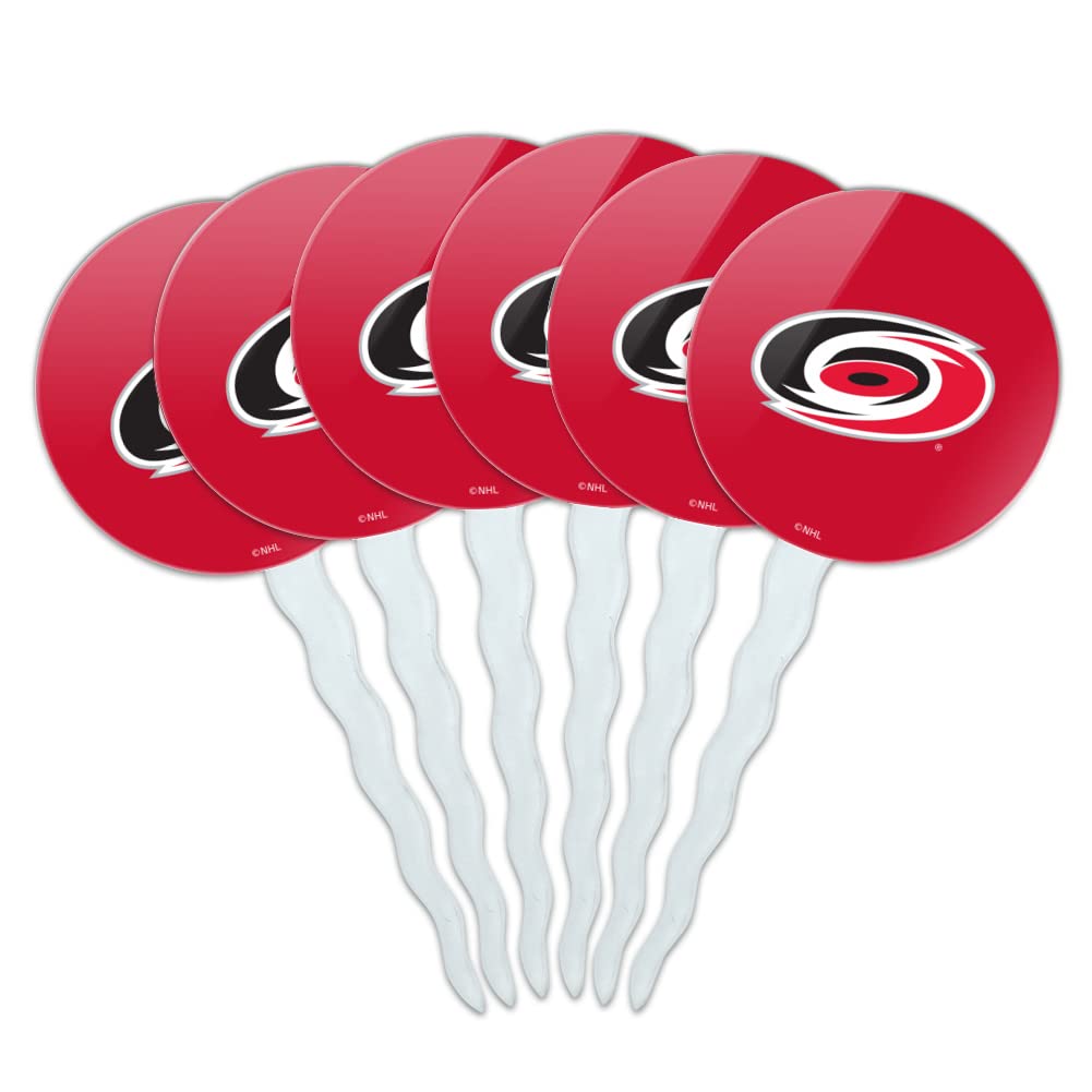 Graphics & More Carolina Hurricanes Logo Cupcake Picks Toppers Decoration Set Of 6