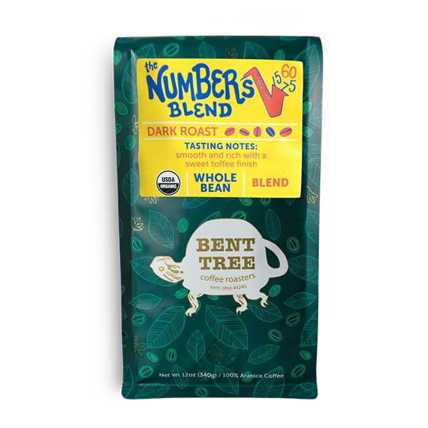 Bent Tree Coffee Roasters Organic Whole Bean Coffee, Dark Roast, Smooth & Rich, 12oz