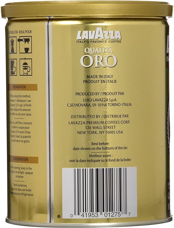 Lavazza Oro Espresso Tin 12 Count, 8.8 Oz
