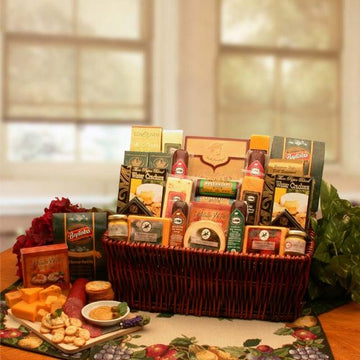Gourmet Gift - Classic Selection Deluxe Meats & Cheese Gift Basket - Charcuterie Meats And Cheeses