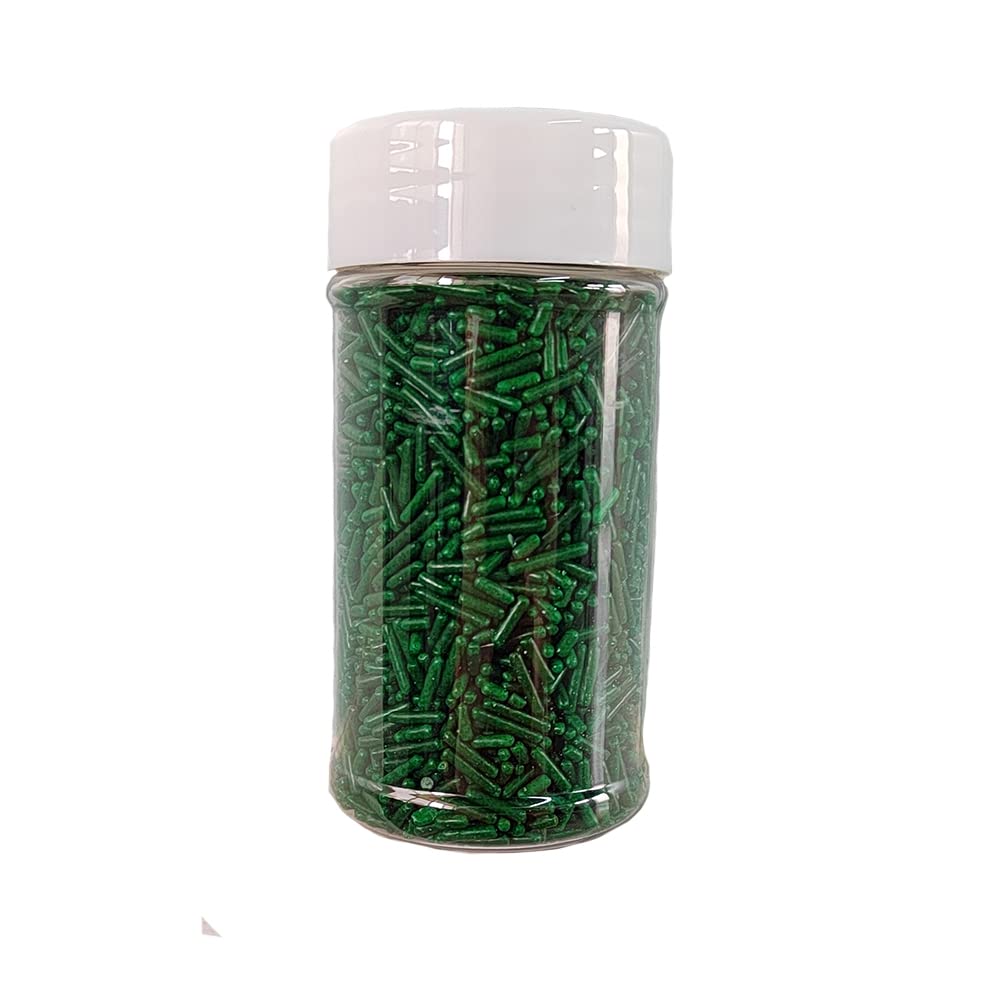 Homankit Green Jimmies Sprinkles Edible White Sprinkle Candy Soft Jimmies Toppings For Ice Cream, Cupcake, Cake, Cookie, Dessert