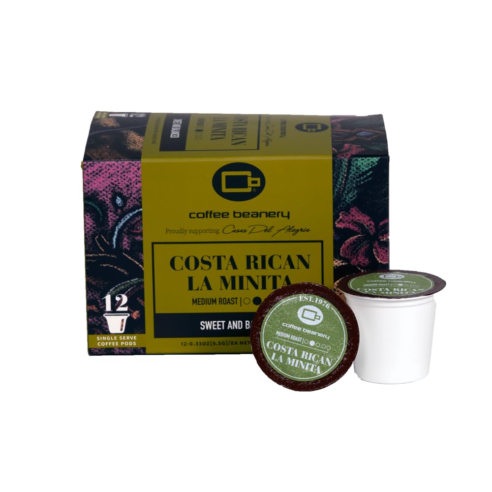 Coffee Beanery Costa Rican La Minita Coffee Pods, Medium Roast, 12ct Pack
