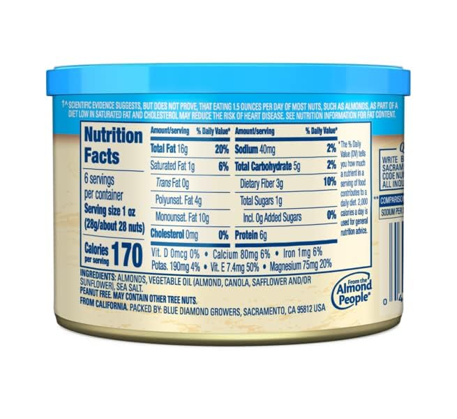 Blue Diamond Almonds Lightly Salted Almonds, 6 oz Package, Pack of 12