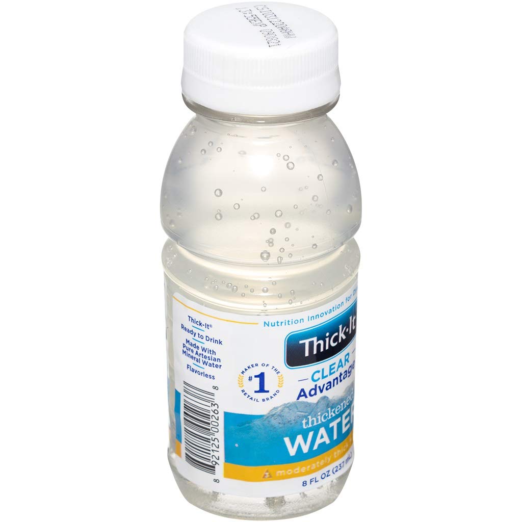 Thick-It Clear Advantage Moderately Thick Water, Honey Consistency, Ready-To-Drink, Digestible Swallowing Aid, Convenient & Ready-To-Use, No Mixing Needed , 8 Oz Bottle (24 Pack)
