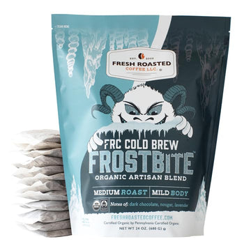 Fresh Roasted Coffee, Organic Frostbite Cold Brew Coffee In Filter Packs, Mold & Mycotoxin Tested Medium Roast, 12 Count, 24 Oz
