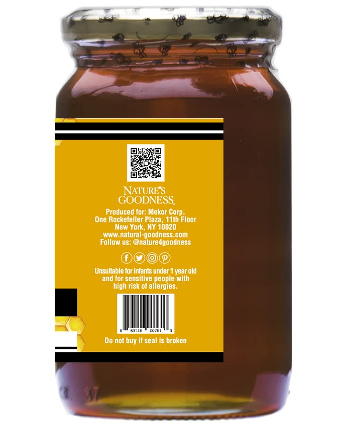 Nature'S Goodness Golden Wildflower Honey In Glass Jar - 17.6 Oz (500G) (100% Natural, Gluten Free And Non-Gmo)