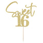Bejotaa Gold Sweet 16 Cake Topper - Premium Glitter Paper Decoration