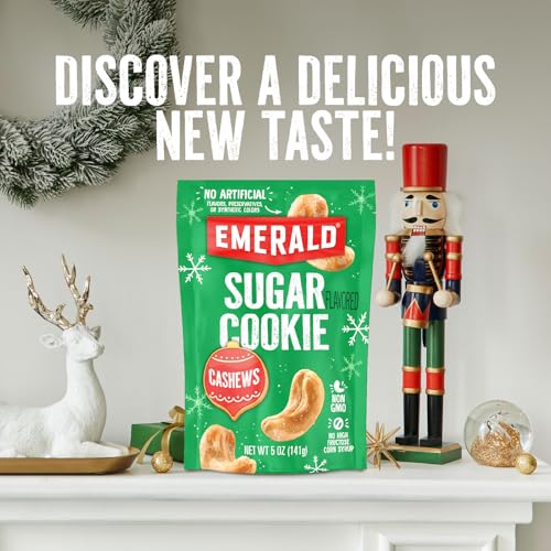 Emerald Nuts Sugar Cookie Flavored Cashews (1-Pack) | 5Oz Resealable Bag | Kosher Dairy Certified, Non-Gmo, Contains No Artifici