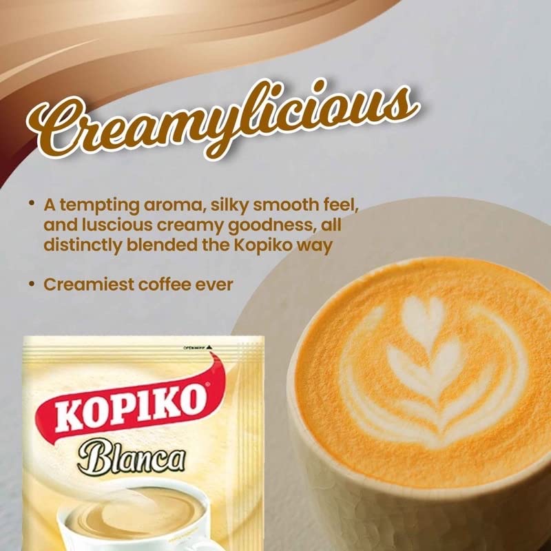 Kopiko Creamy Blanca Long Pack 3 In 1 Instant Coffee Mix 30 Bags, 30G
