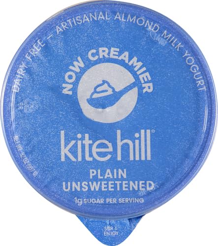 Kite Hill Plain Unsweetened Almond Milk Yogurt, 32 Ounces, Dairy Free, Live and Active Cultures, Gluten Free, Non-GMO, Vegan