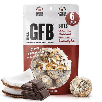 The Gluten Free Brothers Dark Chocolate Coconut Bites - Gluten Free Protein Balls - Non Gmo, Soy Free, Vegan - Snack Size Plant 