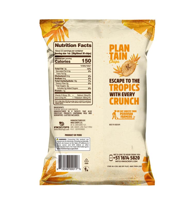 Inka Crops Inka Chips, Sweet Plantain Chips, 3.25 Ounce (Pack of 3)