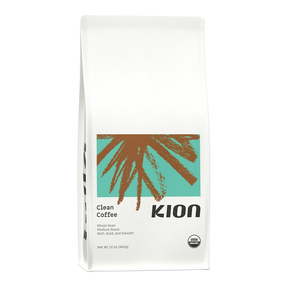 Kion Organic Whole Bean Coffee, Tested for Toxins, Ethically Sourced, Rich, Bold, and Smooth, Medium Roast 12 Oz (1 Pack)