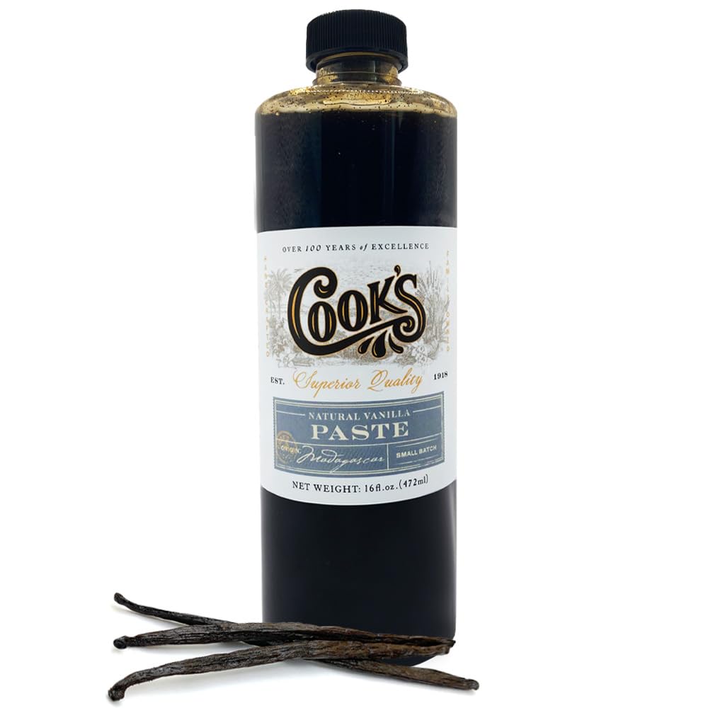 COOKS Natural Vanilla Bean Paste, Gourmet Grade A Madagascar, 16 Fl Oz