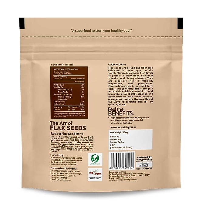 Nourish You Organic Flax Seeds | Alsi Seed | Rich In Fiber And Omega-3 | Detox | Healthy Food | 600 G