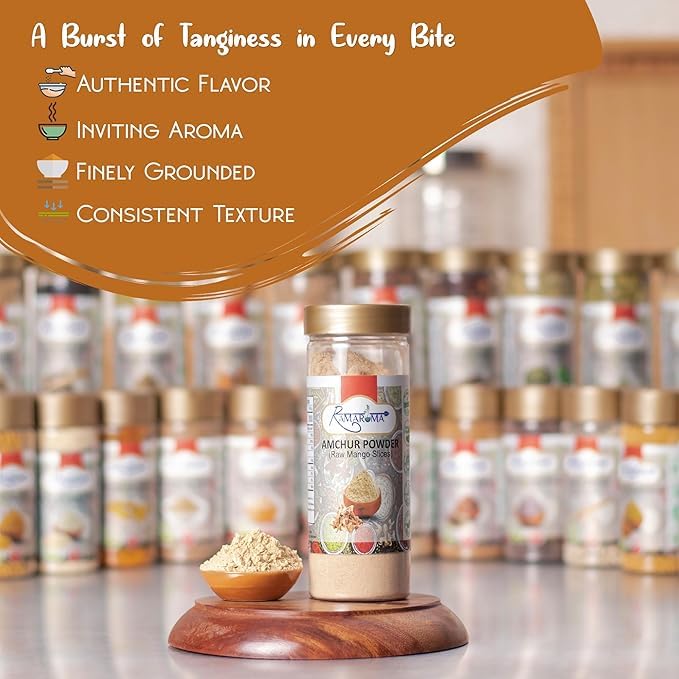 Ramaroma Amchur (Mango) Ground Powder Spice 8Oz (226G) ~ All Natural, Indian Origin | No Color | Gluten Friendly | Vegan | Non-G