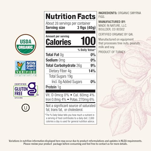 Made In Nature Organic Dried Turkish Smyrna Figs, 40 Ounce (Pack of 1) - Vegan Snack, Non-GMO, Unsulfured, Gluten Free, Kosher