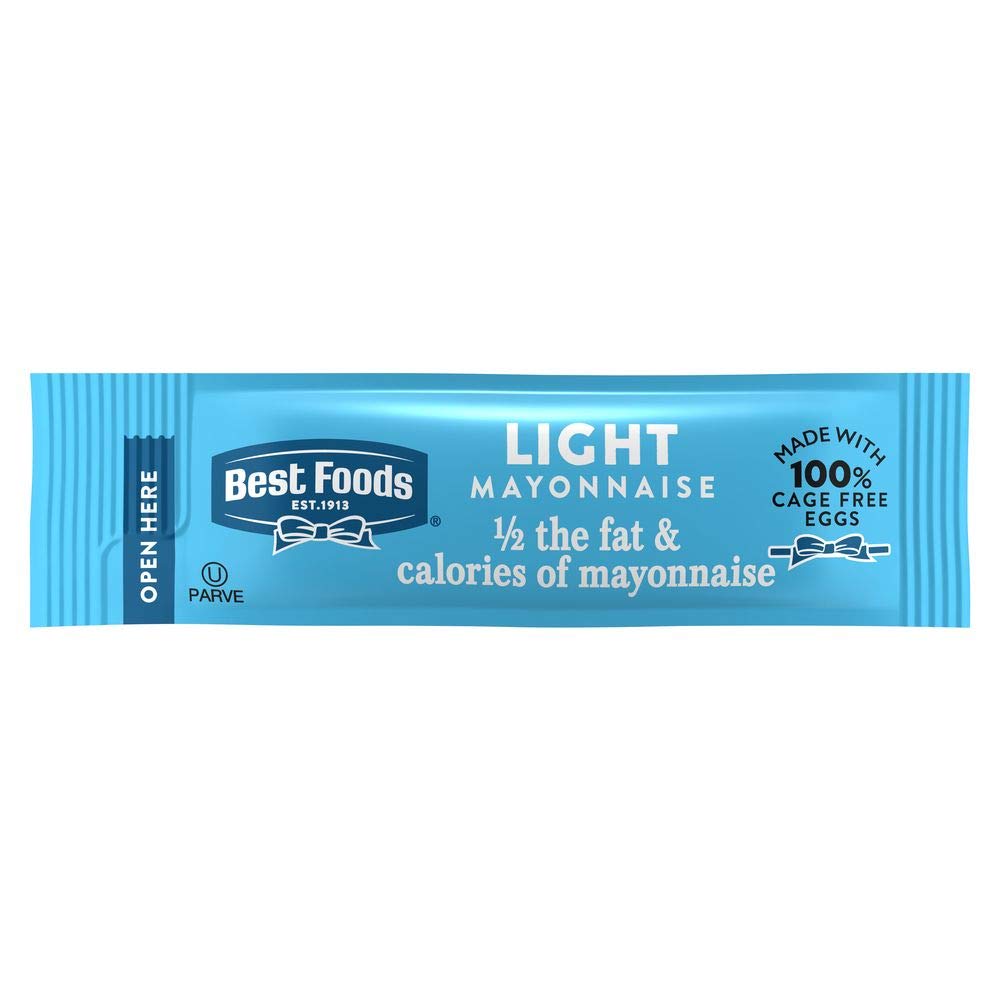 Best Foods Light Mayonnaise Stick Packets Easy Open, Condiment for Sandwiches, Salads, Mayo Made with 100% Cage Free Eggs, Glute