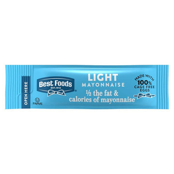 Best Foods Light Mayonnaise Stick Packets Easy Open, Condiment for Sandwiches, Salads, Mayo Made with 100% Cage Free Eggs, Glute