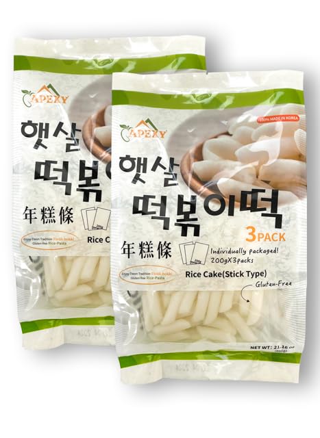 APEXY Tteokbokkik Rice Cake, Chewy Korean Snack, Vegan, Gluten Free, 21.16 oz Pack of 2