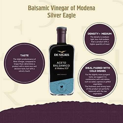De Nigris Balsamic Vinegar Of Modena Excellence Line - Silver Eagle (45% Grape Must) 8,5 Oz (250Ml) | Balsamic Vinegar From Mode