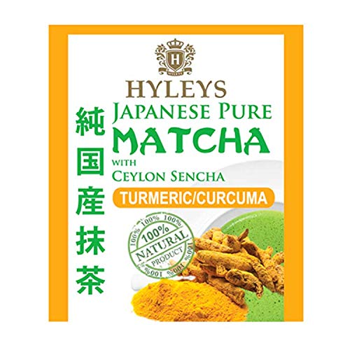 Hyleys Matcha Tea Bags With Turmeric - 25 Tea Bags (Japanese Pure Matcha Wellness Green Tea)