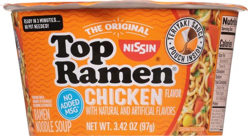 Nissin Top Ramen Bowl Ramen Noodle Soup, Chicken, 3.42 Ounce
