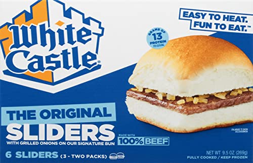 White Castle Hamburgers with Grilled Onions on Our Signature Bun - 13g of Protein Per Serving - Made with 100% Beef - Ready Set