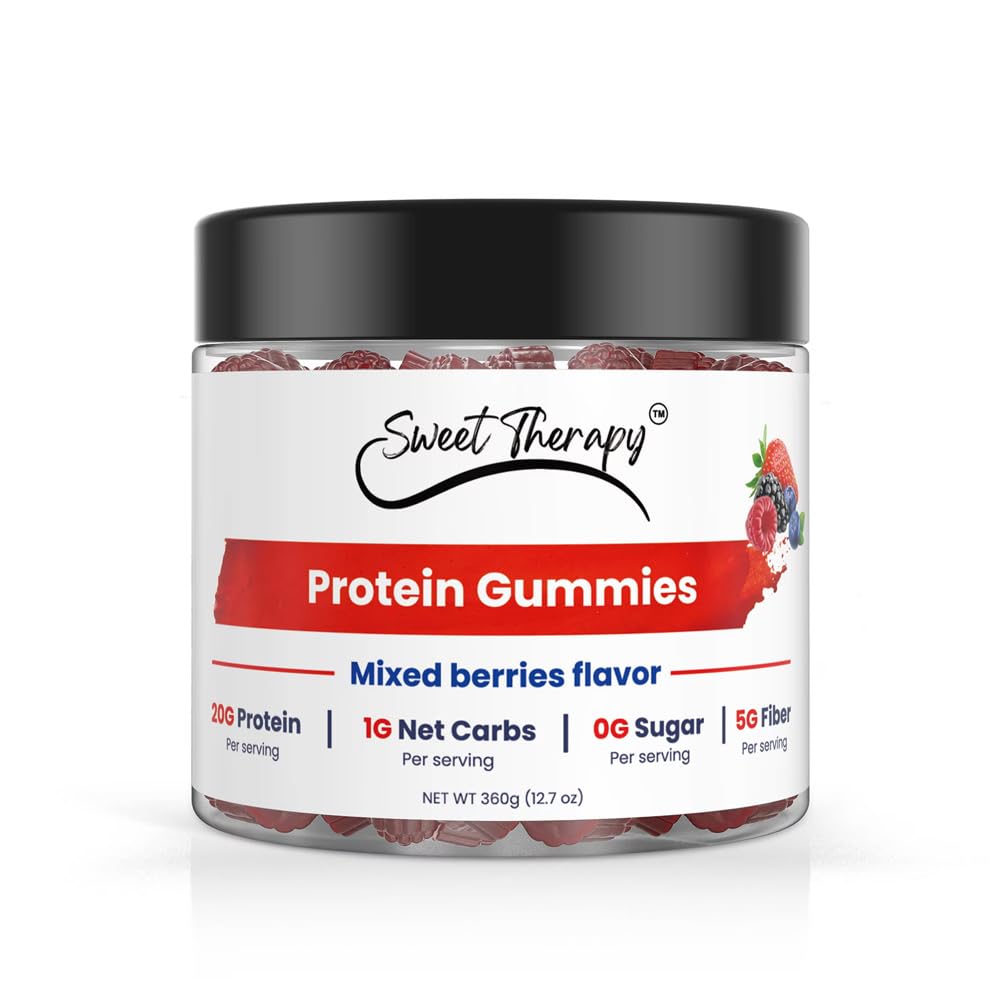 Sugar Free Protein Gummies with 20g per serving & High Fiber | High Protein Snacks | Healthy Snacks for mature-themeds | Plant Based | Fiber Gummies for mature-themeds | 1g Net Carb  Stevia  Natural Flavor.