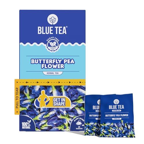 Blue Tea - Butterfly Pea Flower Tea - 25 Tea Bags - Plant Based | Weight Management | Aparajita - Shankhpushpi | Energy Blend Free - Herbal Tea - Flower Based | Single Tear Tea Box | Easy Pull Sachets
