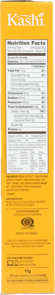 Kashi Heart To Heart Honey Toasted Oat Cereal, 12 Oz. (Pack Of 3)
