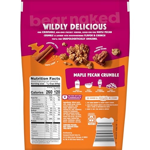 Bear Naked Granola Cereal, Breakfast Snacks, Maple Pecan (6 Bags)