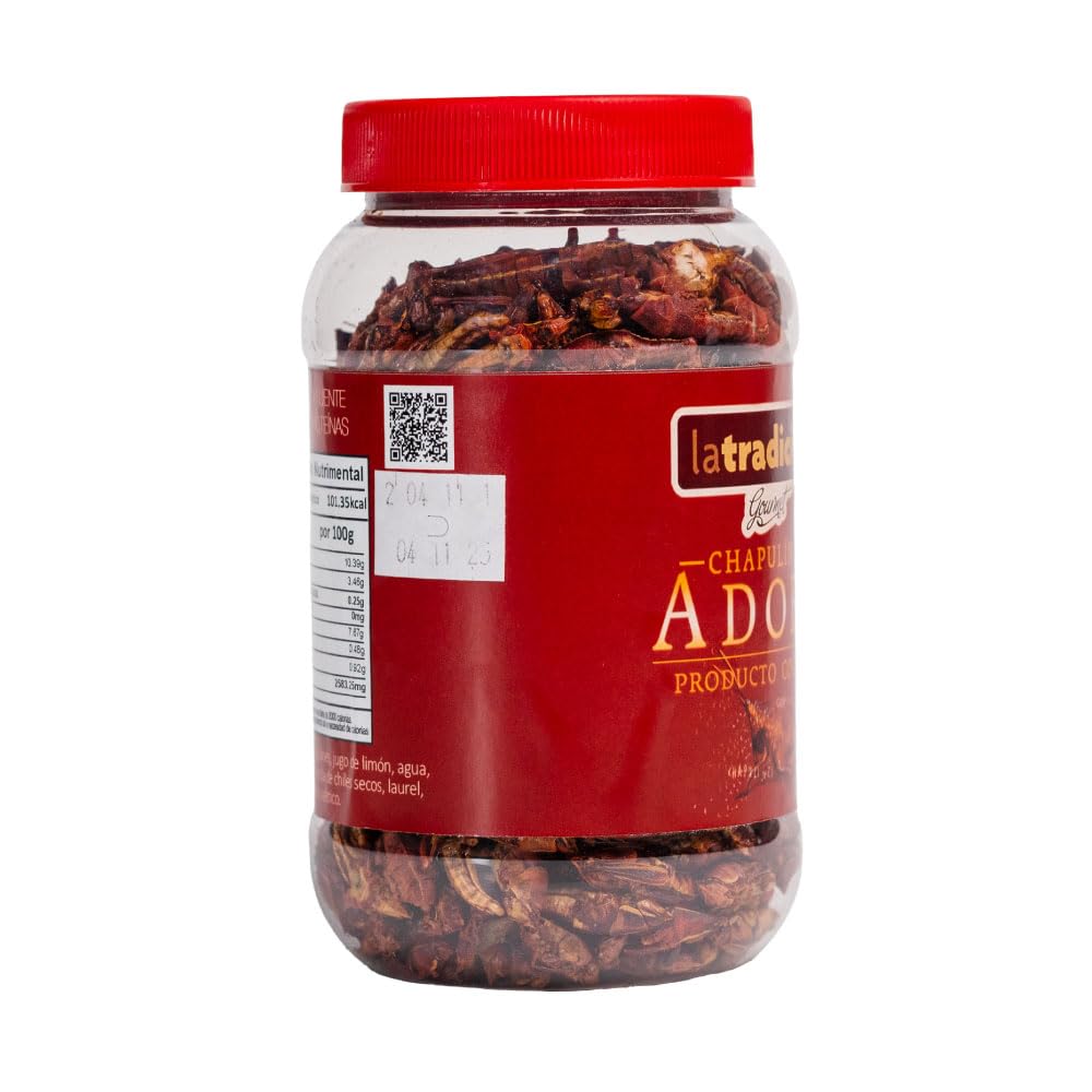 La Tradici  N, Chapulines Al Adobo (Marinated Grasshoppers), Healthy Snack, Super Food, Mexican Gourmet Artisan Product, 3.7 Oz