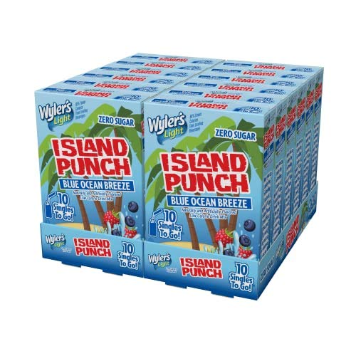 Wylers Light Island Punch, Blue Ocean Breeze, 10 CT, 1.18 Ounce (Pack of 12)