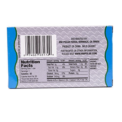 MW Polar Foods Sardines in Water, 3-Ounce (Pack of 24)