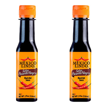 Mexico Lindo Picante Negra Hot Sauce | Light & Spicy | 8,400 Scoville Level | Great With Asian Food, Seafood & Meat | 5 Fl Oz Bottle (Pack Of 2)