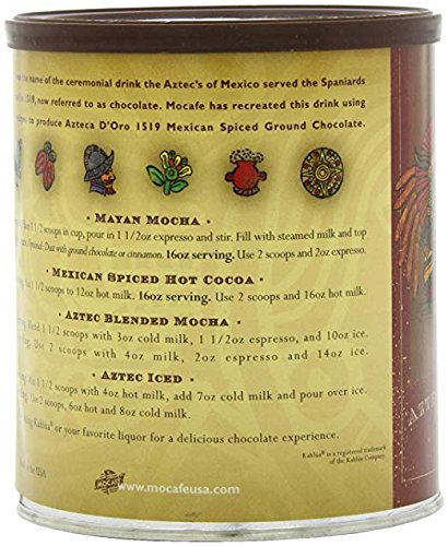 MOCAFÉ Mocafe Mexican Spiced Ground Chocolate Mix, 14 oz Can, Azteca D’oro 1519 Cocoa Powder for Rich Flavor and Authentic Taste