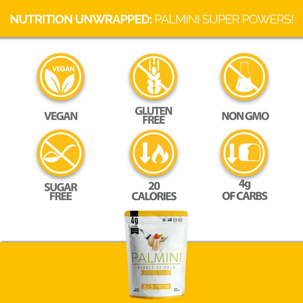 Palmini Angel Hair Pasta | Low-Carb, Gluten Free, Vegan | 12 Ounce Pouch | Shark Tank Featured