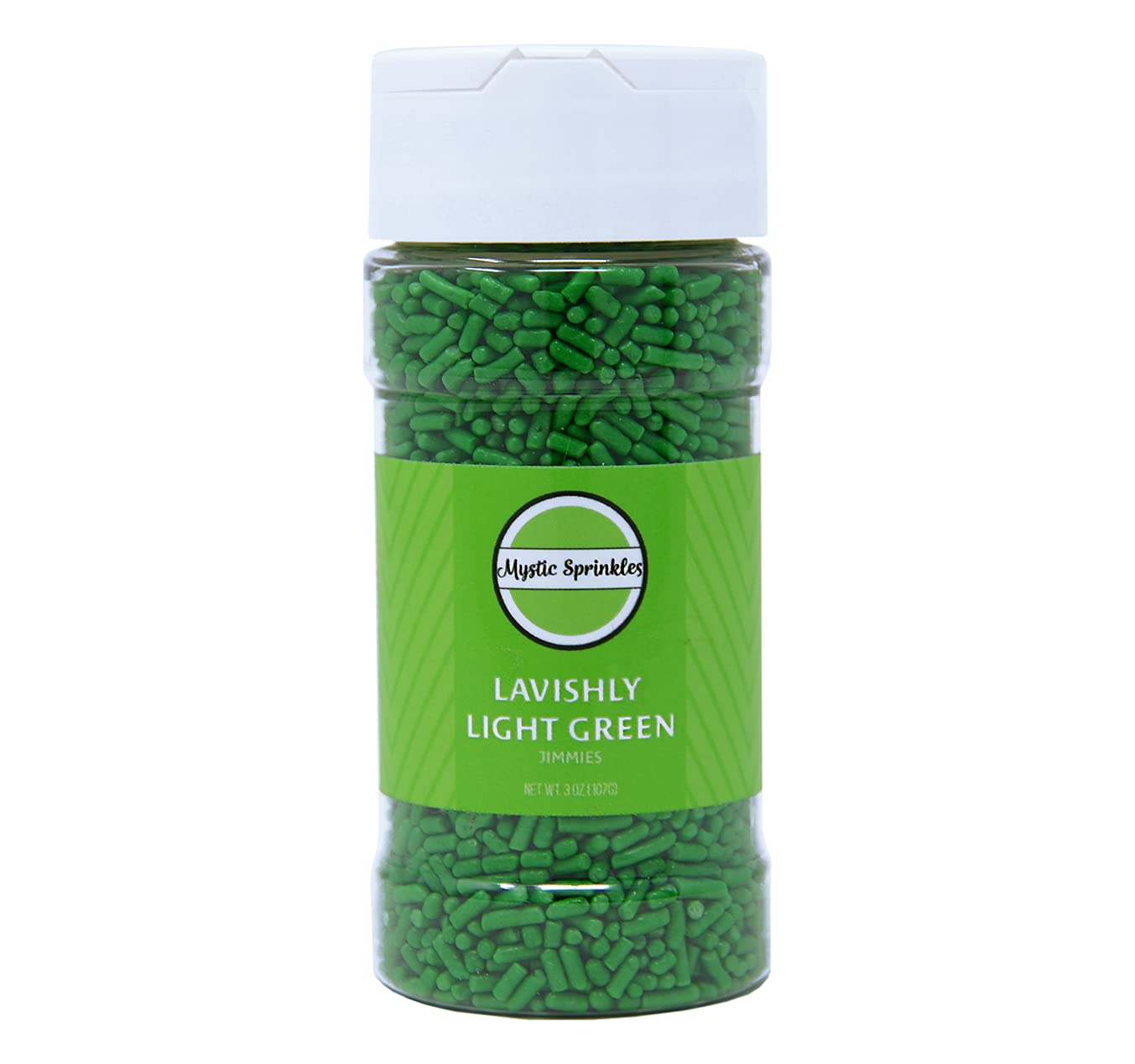 Mystic Sprinkles Solid Color Jimmy Sprinkles (Lavishly Light Green Jimmies 3Oz)