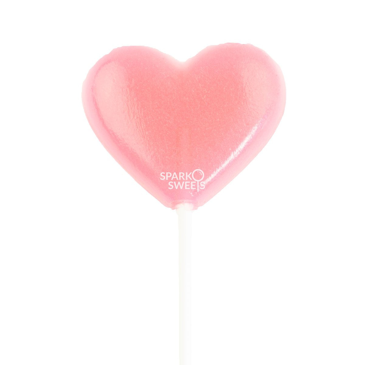 Sparko Sweets Pink Heart Lollipops, 2-Inch Hearts, Handcrafted in USA, 24 Pieces, Watermelon Flavor - Perfect for Valentines Day
